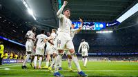 TIga gol Federico Valverde di babak pertama membawa Real Madrid meraih kemenangan krusial di leg pertama babak 16 besar Liga Champions 2025/2026. Tampak dalam foto, pemain Real Madrid, Federico Valverde, merayakan golnya pada pertandingan leg pertama babak 16 besar Liga Champions 2025/2026 melawan Manchester City di stadion Santiago Bernabeu, Rabu 11 Maret 2026 waktu setempat atau Kamis 12 Maret 2026 dini hari WIB. (AP Photo/Jose Breton)