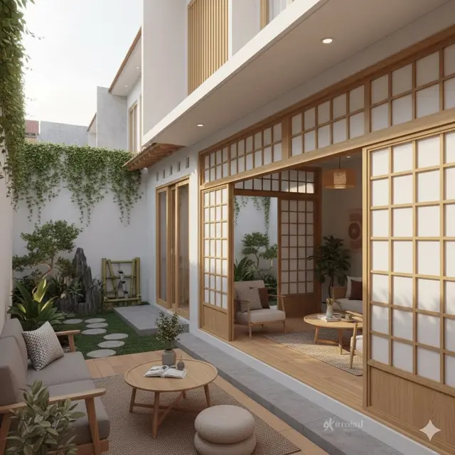 Partisi Shoji dengan Pemandangan Taman