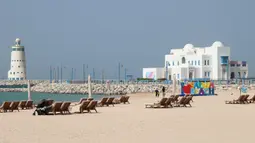 Hilton Salwa Beach Resort and Villa berhadapan langsung dengan pantai dan terletak di kawasan Abu Samrah, 86 km dari pusat kota Doha. (AFP/Karim Jaafar)