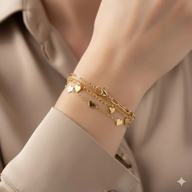 7 Model Gelang Emas Rantai Kombinasi Love Tren 2025, Desain Elegan untuk Tampil Mewah dan Romantis