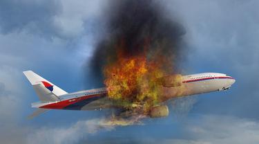 Ilustrasi MH17 terbakar