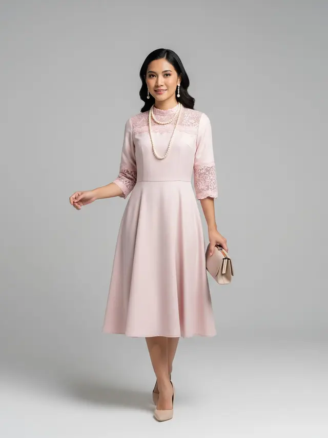 Model Dress A Line untuk Perayaan Libur Akhir Tahun Dengan Aksen Renda