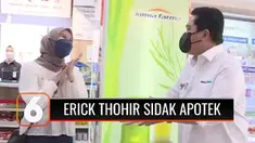 Menteri BUMN Erick Thohir melakukan sidak ke sejumlah Apotek Kimia Farma untuk memastikan ketersediaan obat terapi Covid-19 termasuk Ivermectin dengan harga terjangkau. Pemerintah akan meningkatkan produksi Ivermectin hingga 13,8 juta tablet per bula...