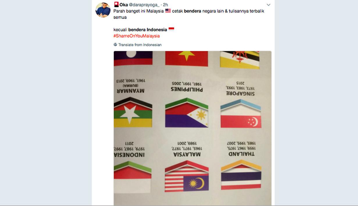 Aksi protes seorang netizen dengan memposting terbalik buku panduan Opening Ceremony SEA Games 2017 di Kuala Lumpur, Malaysia (20/8/2017). Indonesia melalui Kementrian Luar Negeri mengajukan note protes. (Bola.com/Twitter/Oka)