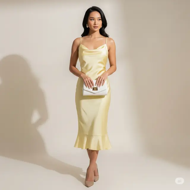 Inspirasi Baju Pesta Satin Slip Dress Pastel yang Memukau.