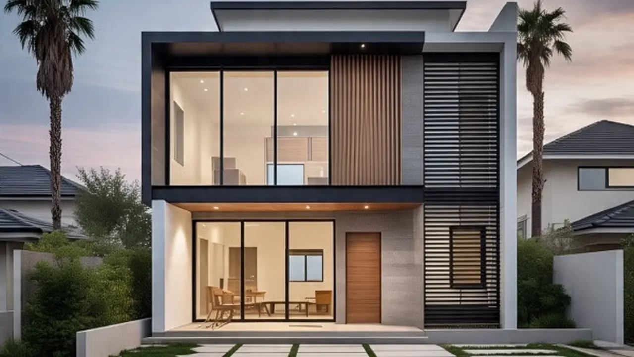 Ilustrasi Rumah dengan Fasad Rumah Kayu (Sumber Gambar: Meta AI)