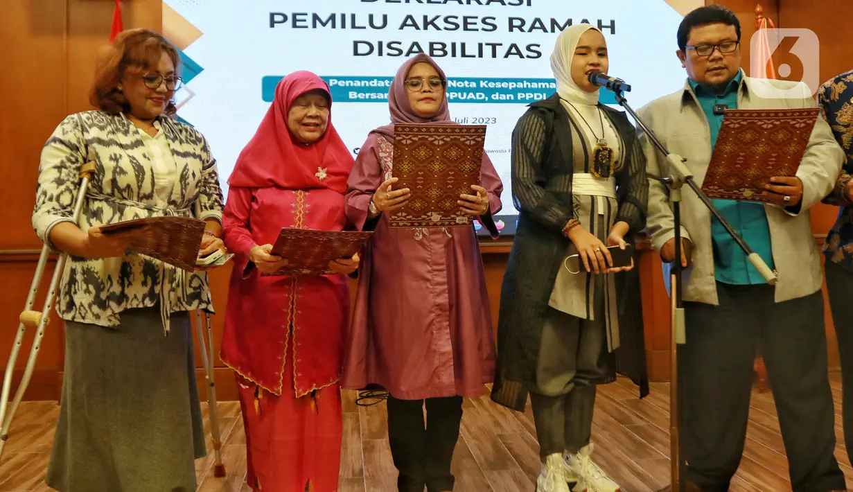 Hak pilih penyandang disabilitas pada Pemilu 2024 akan dikawal oleh Badan Pengawas Pemilu Republik Indonesia (Bawaslu RI). (Liputan6.com/Angga Yuniar)