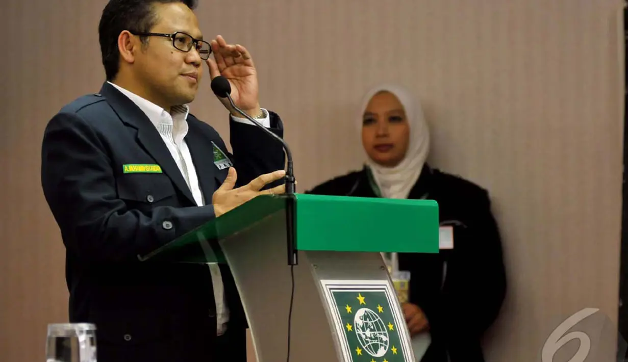 Ketua Umum DPP PKB Muhaimin Iskandar saat menghadiri pembekalan calon terpilih DPR RI PKB, Jakarta, Selasa (17/09/2014) (Liputan6.com/Johan Tallo)