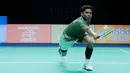 Tunggal putra Indonesia, Moh. Zaki Ubaidillah, saat melawan Alwi Farhan pada laga final nomor tunggal putra SEA Games 2025 di Thammasat University Rangsit Campus, Pathum Thani hari Minggu (14/12/2025). (Bola.com/Bagaskara Lazuardi)