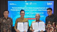 Penandatanganan Nota Kesepahaman dan Perjanjian Kerja Sama Layanan Jasa Keuangan antara BTN dengan LPEI di Jakarta, Rabu, 15 Januari 2025. (Foto: LPEI)