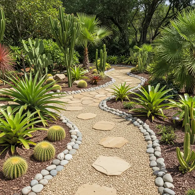 Inspirasi Xeriscape Bergaya Tropis (AI Generated)