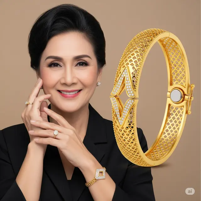 Model Gelang 50 Gram Emas Elegan untuk Ibu-Ibu 40 Tahun ke Atas