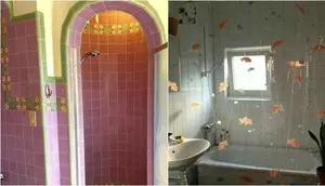 Potret estetik kamar mandi tahun 90-an yang bikin nostalgia. (sumber: pinterest/lisa lindborg/Riva via Bored Panda)
