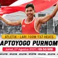 Pelari Indonesia, Sapto Yogo Purnomo, melakukan selebrasi usai meraih medali emas cabang atletik nomor lari 200 meter T 37 Asian Para Games di SUGBK, Jakarta, Senin (8/10/2018). (Bola.com/Vitalis Yogi Trisna)