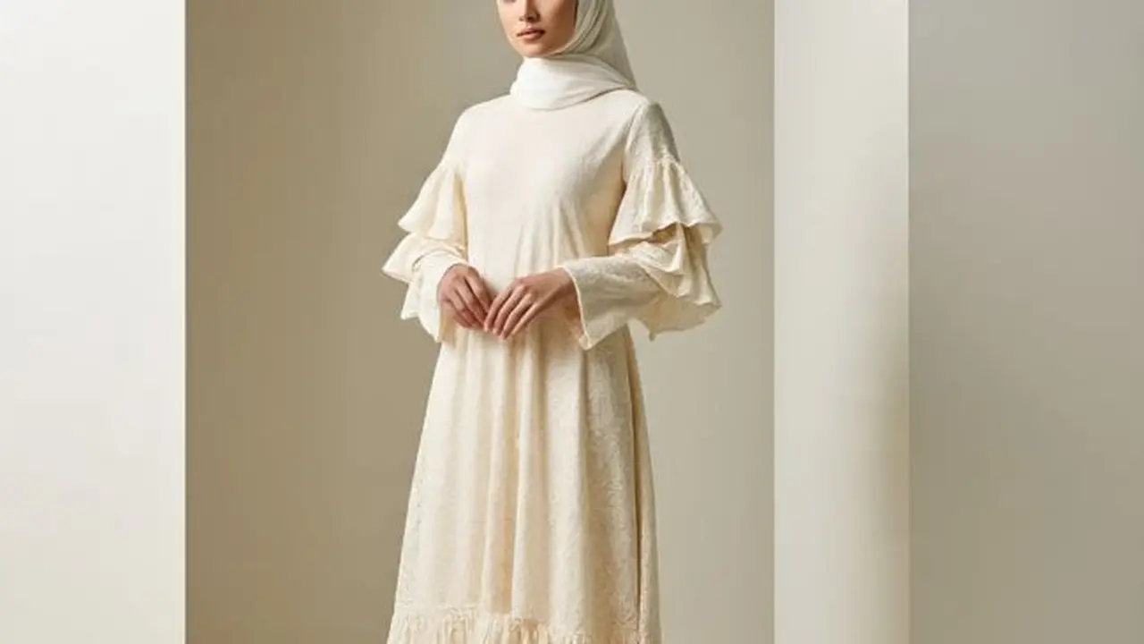Ilustrasi Gamis Brokat (Sumber Gambar: Meta AI)