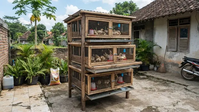 Model kandang ayam broiler sederhana untuk usaha rumahan model bertingkat dengan laci