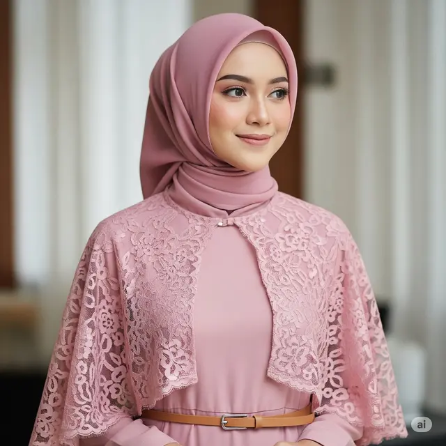 Gamis Cape Lace Transparan