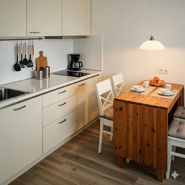 Konsep Desain Dapur Sederhana untuk Lahan Sempit. Gemini