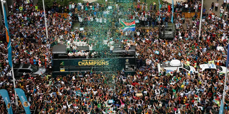 Semarak Parade Kemenangan Timnas Rugby Afrika Selatan
