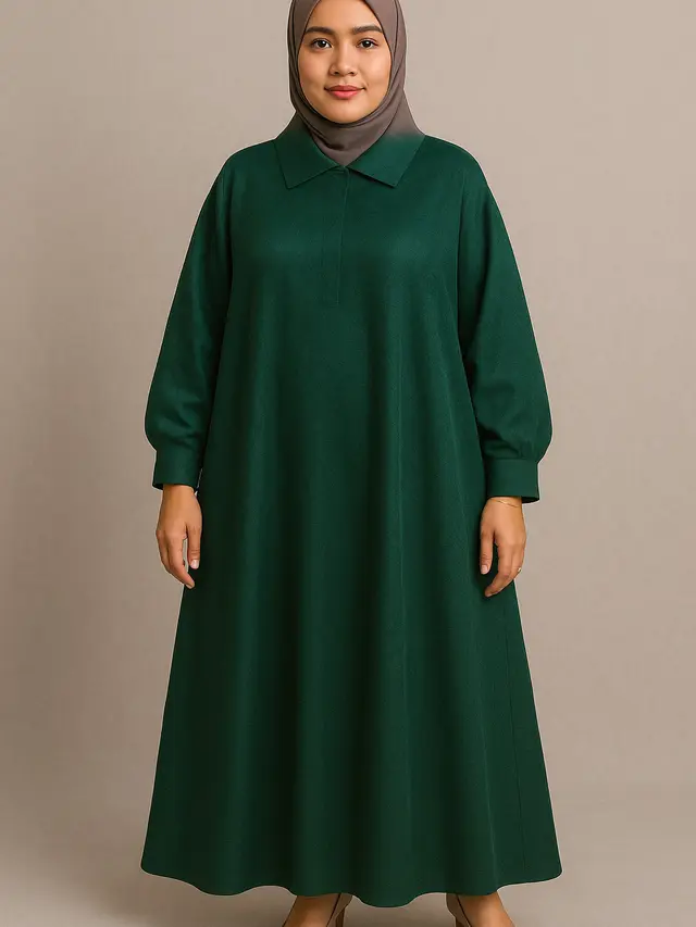 Model Gamis Kerah Rebah (Foto: ChatGPT)