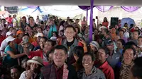Agus Harimurti Yudhoyono (AHY) pada peresmian pembangunan Tugu Makam Raja Simanjuntak di Desa Hutabulu, Kecamatan Balige, Kabupaten Toba, Sumatera Utara (Sumut)