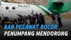 Momen langka terjadi ketika sebuah pesawat alami ban bocor..