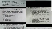 Soal Fisika buatan salah seorang guru SMAN 1 Babakan Cirebon sempat viral di sosial media sehari setelah UAS berlangsung. Foto tangkap layar (Liputan6.com / Panji Prayitno)