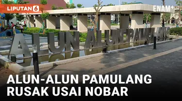 Usai Nobar, Fasilitas Umum Alun-alun Pamulang Rusak