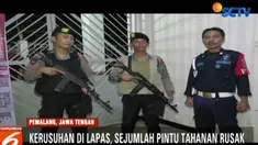 Pasca bentrok, sekurangnya sembilan pintu ruang tahanan rusak, akibat dijebol paksa oleh ratusan napi.
