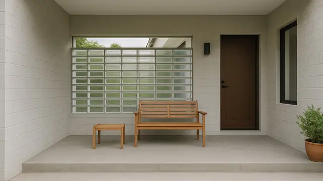 Model Teras Rumah Kombinasi Batako Plester dan Glass Block Minimalis/Ilustrasi AI