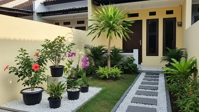 Inspirasi Taman Tropis Mini untuk Rumah Subsidi Model di Sudut Halaman Depan