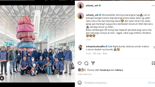 Anang Hermansyah rayakan ultah sekaligus umrah bawa rombongan 45 orang (Foto: Instagram ashanty_ash)