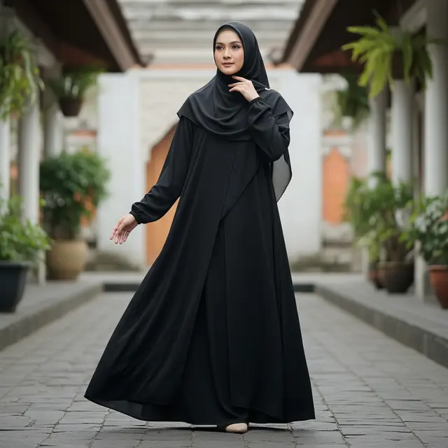 9 Model Abaya Serba Hitam Anti Mencolok untuk Cuaca Panas, Tampil Nyaman Elegan