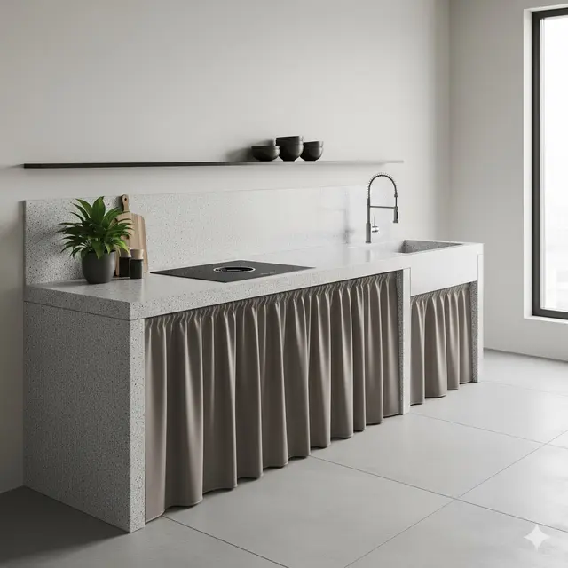 Dapur Tanpa Kitchen Set (Model Meja Cor)