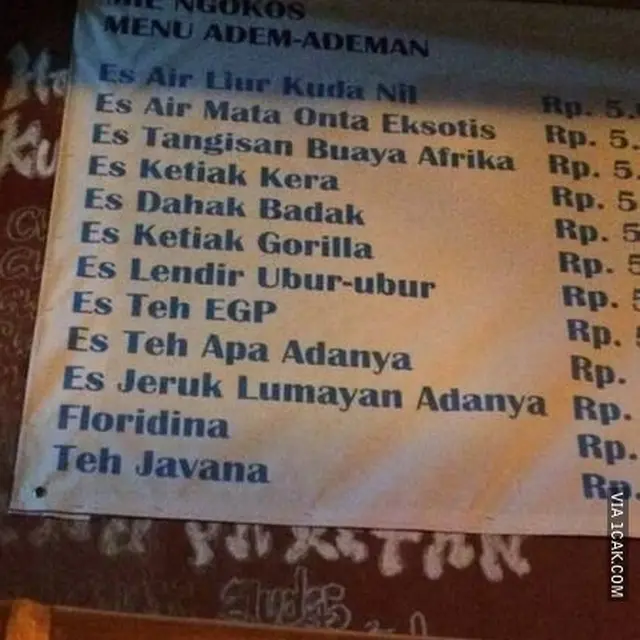 6 Nama Makanan Nyeleneh di Daftar Menu Ini Bikin Pembeli Mikir Keras