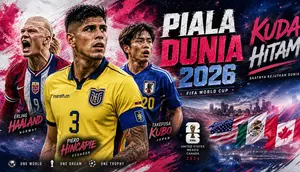 Erling Haaland, Piero Hincapie, Takefusa Kubo di Piala Dunia 2026. (Bola.com/Generated AI)