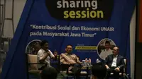 Sharing session menghadirkan Prof Mohammad Nasih, Rektor Unair dan Prof. Badri Munir Sukoco, Ketua Badan Perencanaan dan Pengembangan Unair. (Foto: Liputan6.com/Dian Kurniawan)