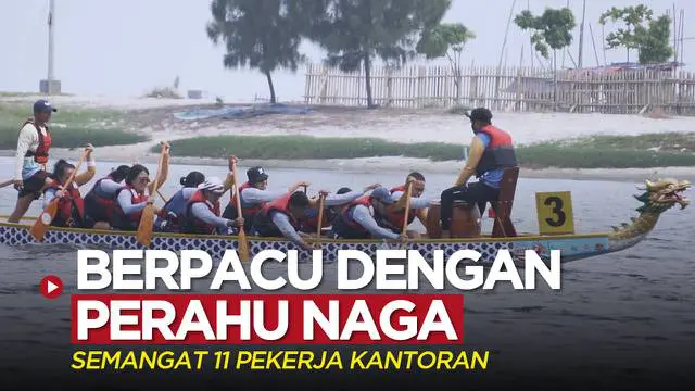 Berita video cerita singkat soal 11 pekerja kantoran yang bersemangat berpacu di atas perahu naga dalam ajang Jakarta Dragon Boat Festival 2022 di Ancol pada Sabtu (13/8/2022).