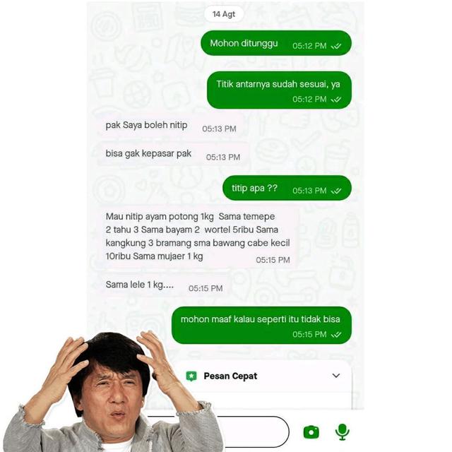 6 Chat Pelanggan Titip Barang Lain ke Driver Ojol Ini Bikin Bingung