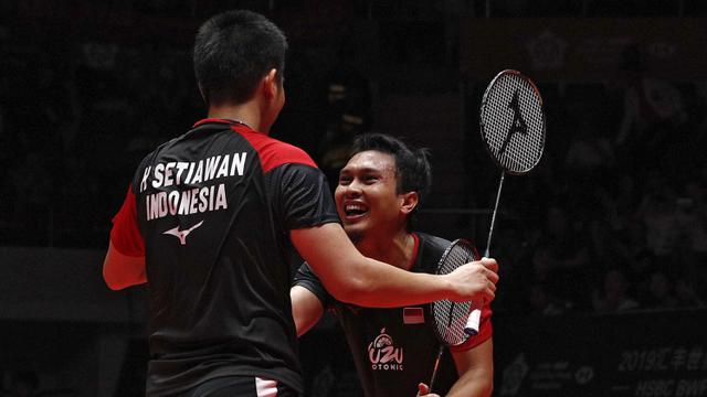 Kegembiraan Ahsan / Hendra Juarai BWF World Tour Finals 2019
