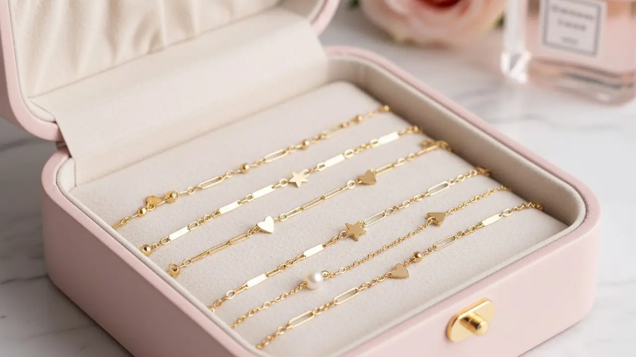 Model Gelang Emas Tipis Rantai Figaro untuk Remaja Putri yang Stylish.