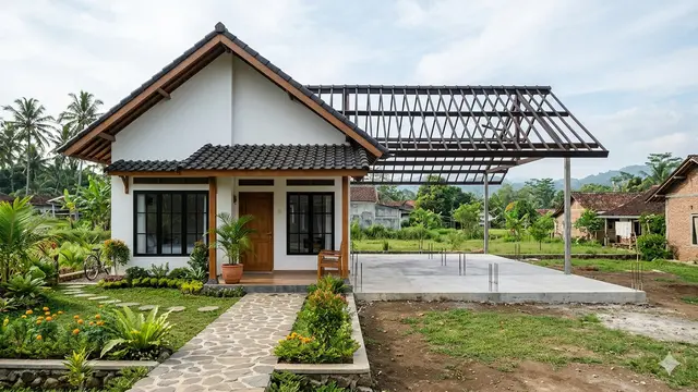 Contoh Rumah Tumbuh 1 Lantai di Desa. Gemini