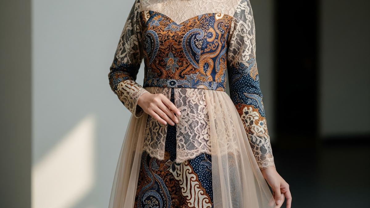 9 Model Gamis Batik Brokat Modern Terbaru 2025 untuk Pesta, Tampil Elegan