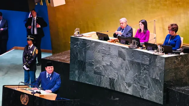Presiden Prabowo Subianto menyampaikan pidato di Sidang Umum Perserikatan Bangsa-Bangsa (PBB) ke-80 di New York, Amerika Serikat, Selasa 23 September 2025.