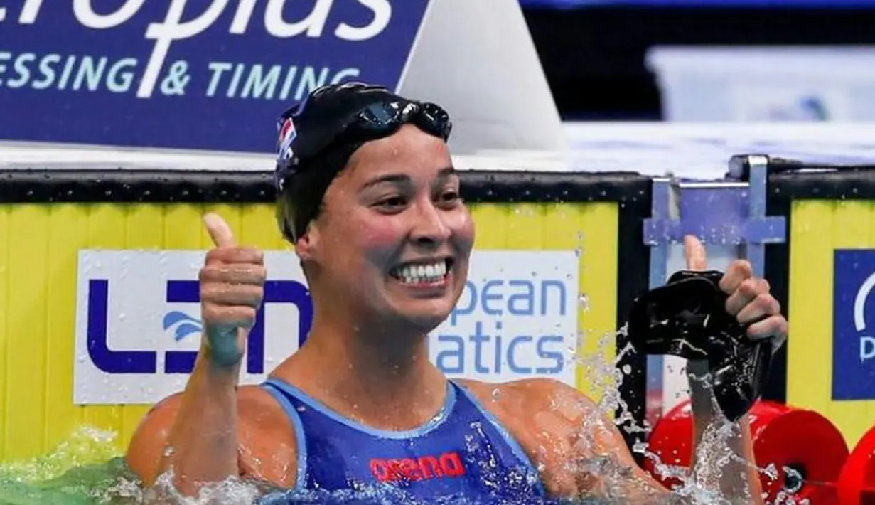 Pada babak final perorangan 50 meter Olimpiade Tokyo 2020, Ranomi belum berhasil meraih medali.(Instagram/ranomikromo).