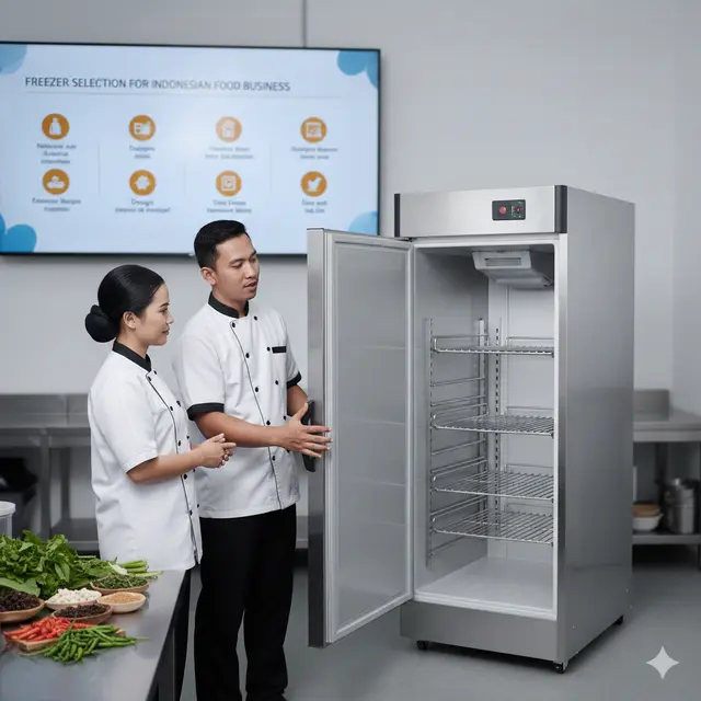 Cara memilih freezer untuk bisnis makanan (Foto: Gemini AI)