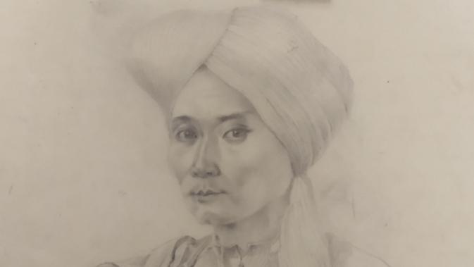 Sketsa Pangeran Diponegoro yang dilukis oleh A.J Bik di Museum Sejarah Jakarta (dok. Liputan6/Fairuz Fildzah)