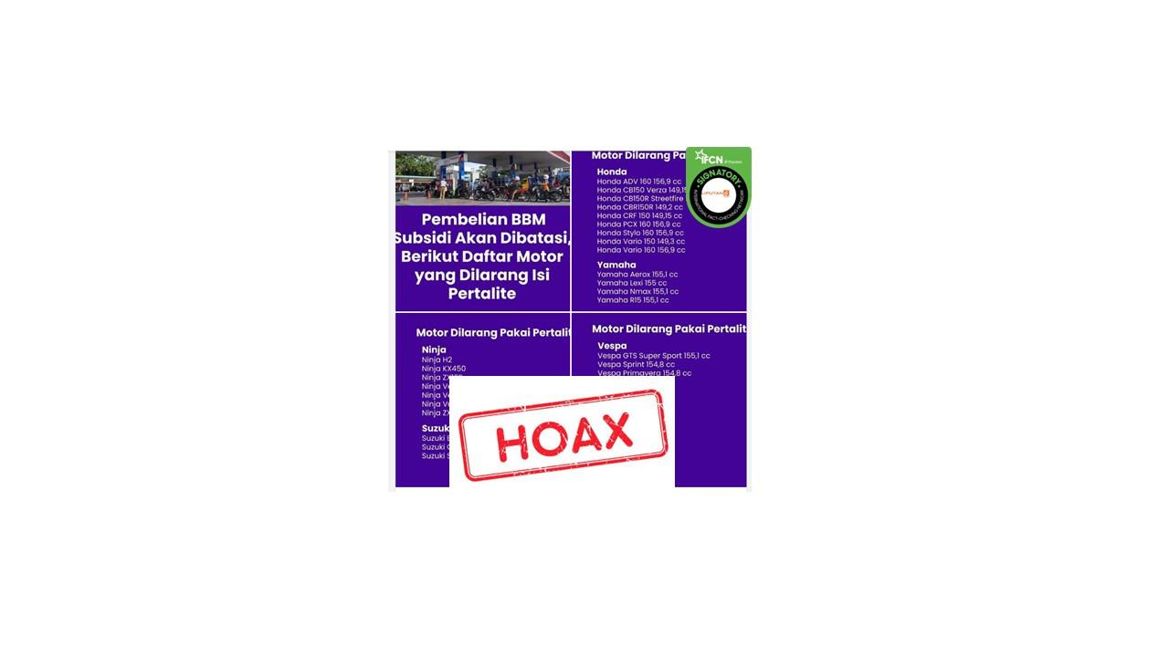 Cek fakta daftar motor yang tidak boleh isi Pertalite