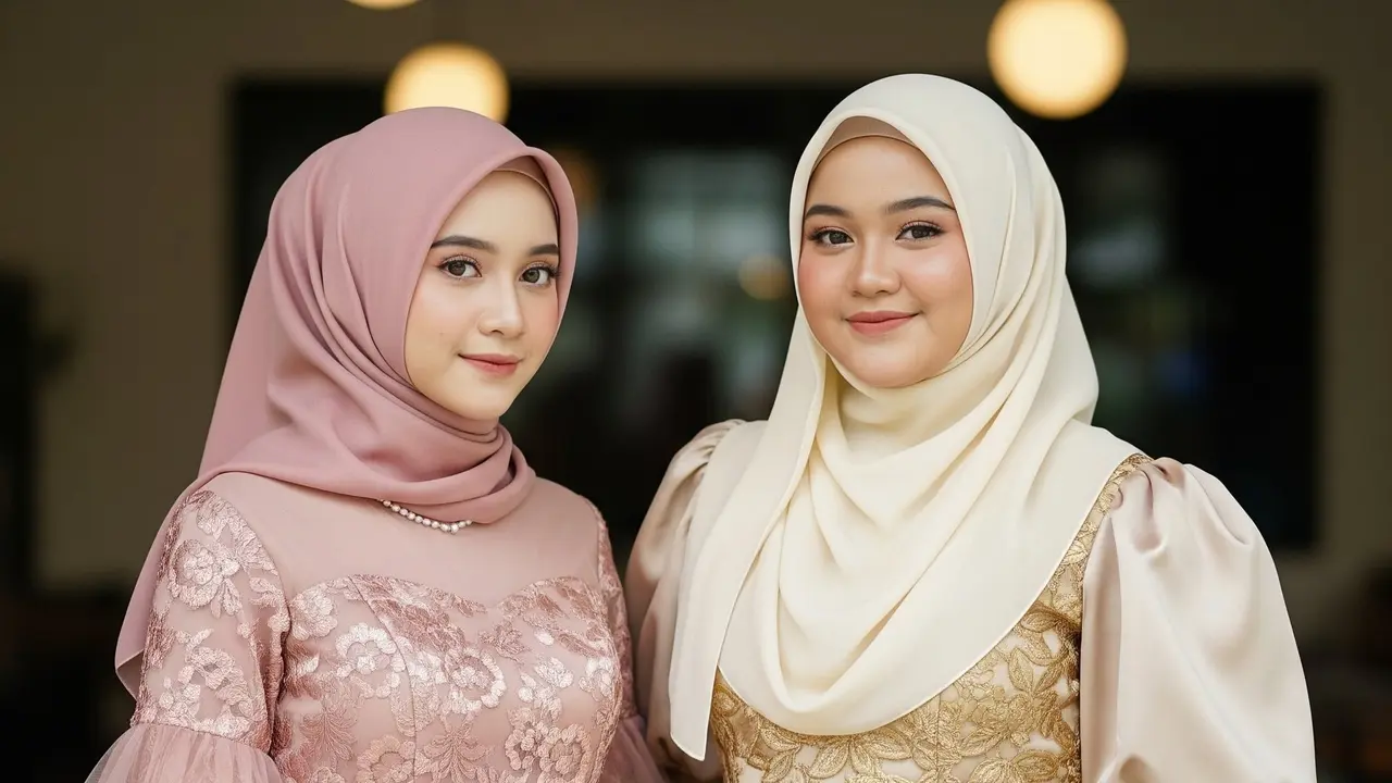 Model Gamis Remaja Kombinasi Brokat Kekinian 2025