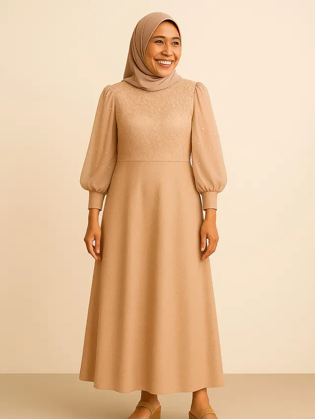 Rekomendasi Gamis Brokat di Dada untuk Ibu-Ibu Usia 40 Tahun/via AI